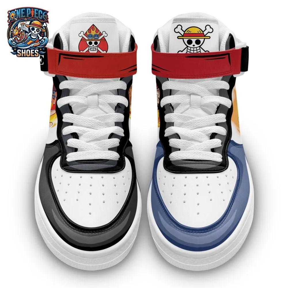 Portgas D Ace Luffy Mid-Top Strap Shoes – Fiery One Piece Sneakers Portgas D Ace Luffy Mid-Top Strap Shoes – Fiery One Piece Sneakers