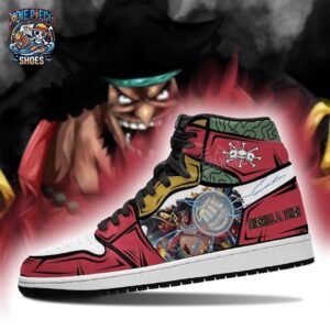 Blackbeard High-Top Leather Sneakers One Piece Custom Otaku Fashion Shoes 2