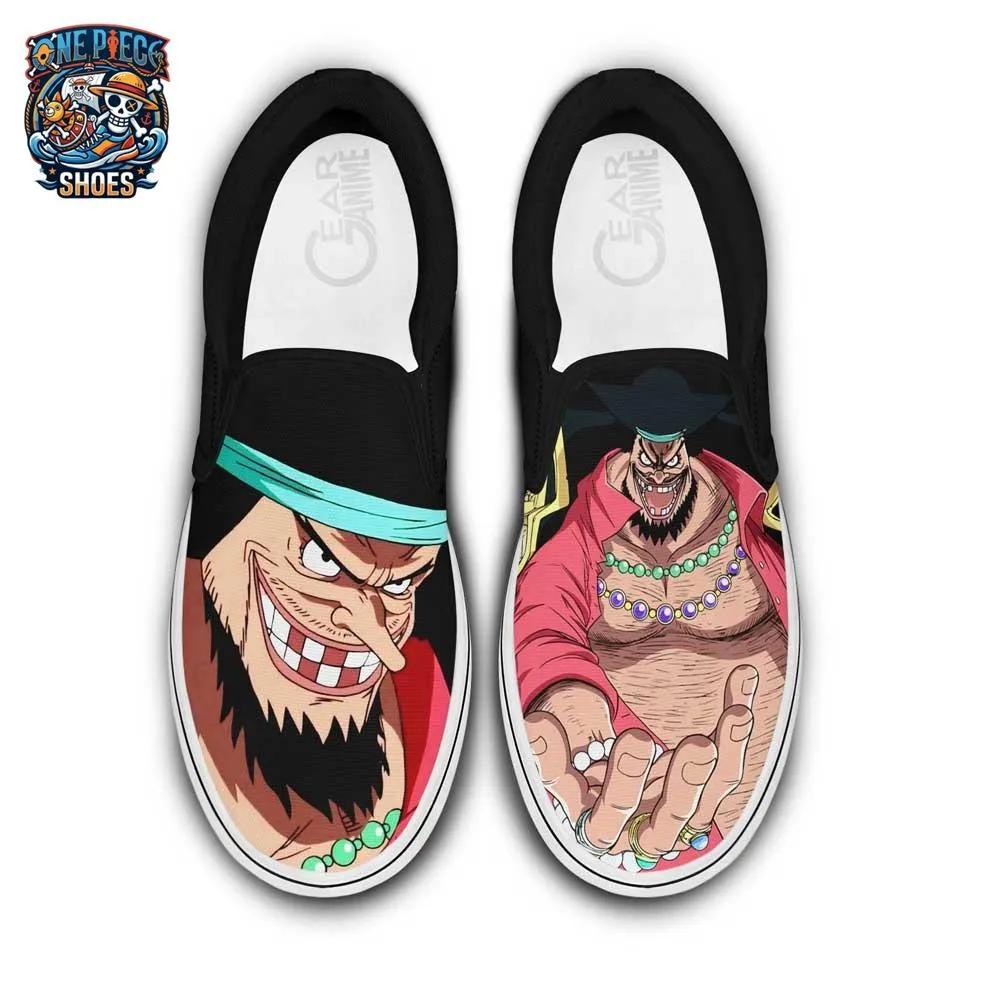 Blackbeard Graphic Slip-On Canvas Shoes – Dark One Piece Anime Footwear Blackbeard Graphic Slip-On Canvas Shoes – Dark One Piece Anime Footwear