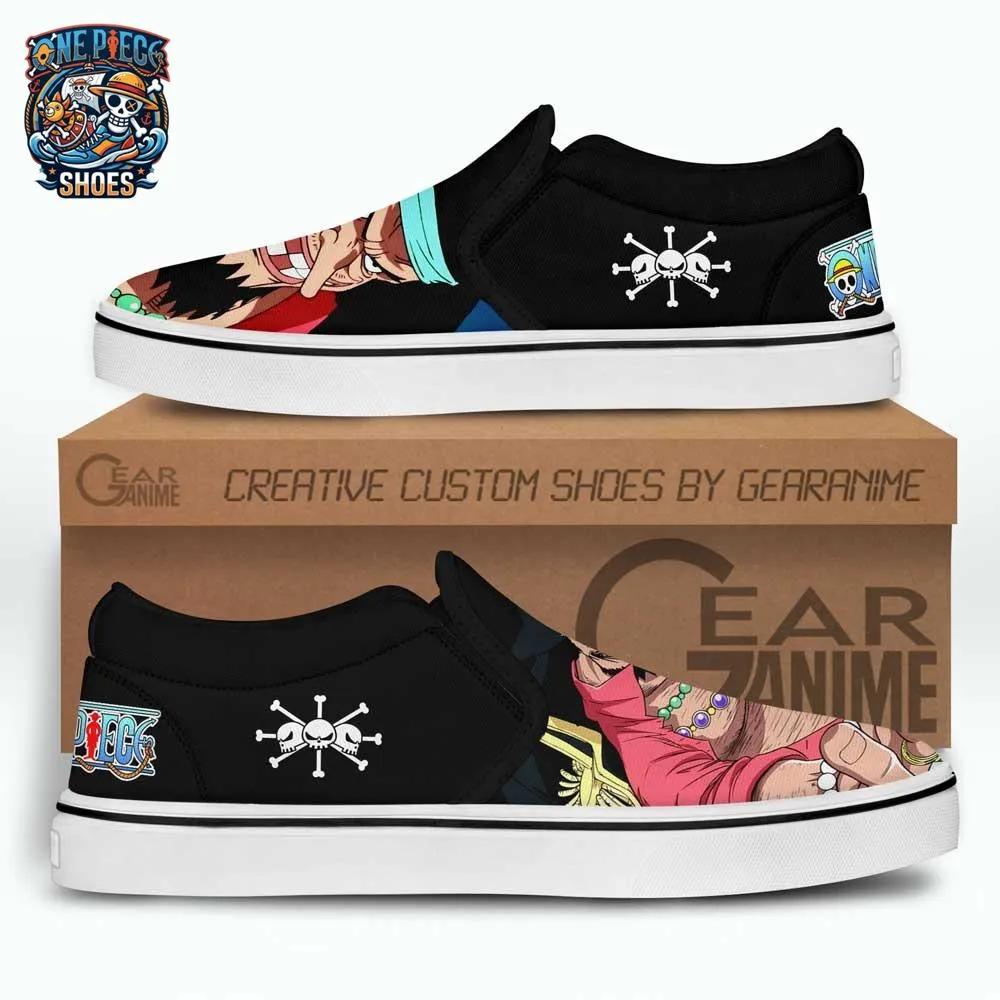 Blackbeard Graphic Slip-On Canvas Shoes – Dark One Piece Anime Footwear Blackbeard Graphic Slip-On Canvas Shoes – Dark One Piece Anime Footwear