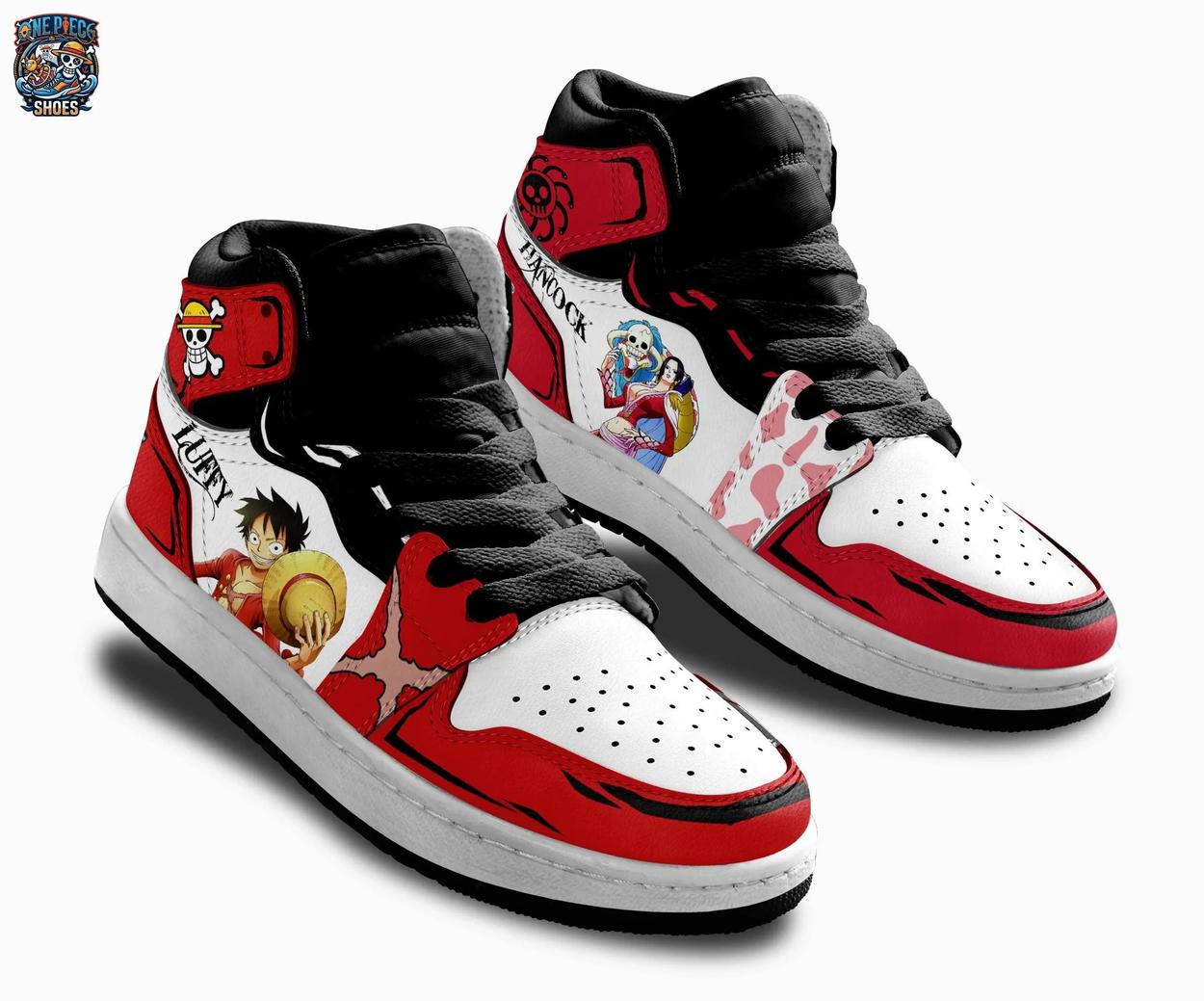 Boa Hancock Luffy Red Black High-Top Leather Sneakers – One Piece Shoes Boa Hancock Luffy Red Black High-Top Leather Sneakers – One Piece Shoes