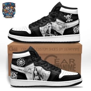 Boa Hancock Luffy Manga High-Top Sneakers – Black White One Piece Shoes