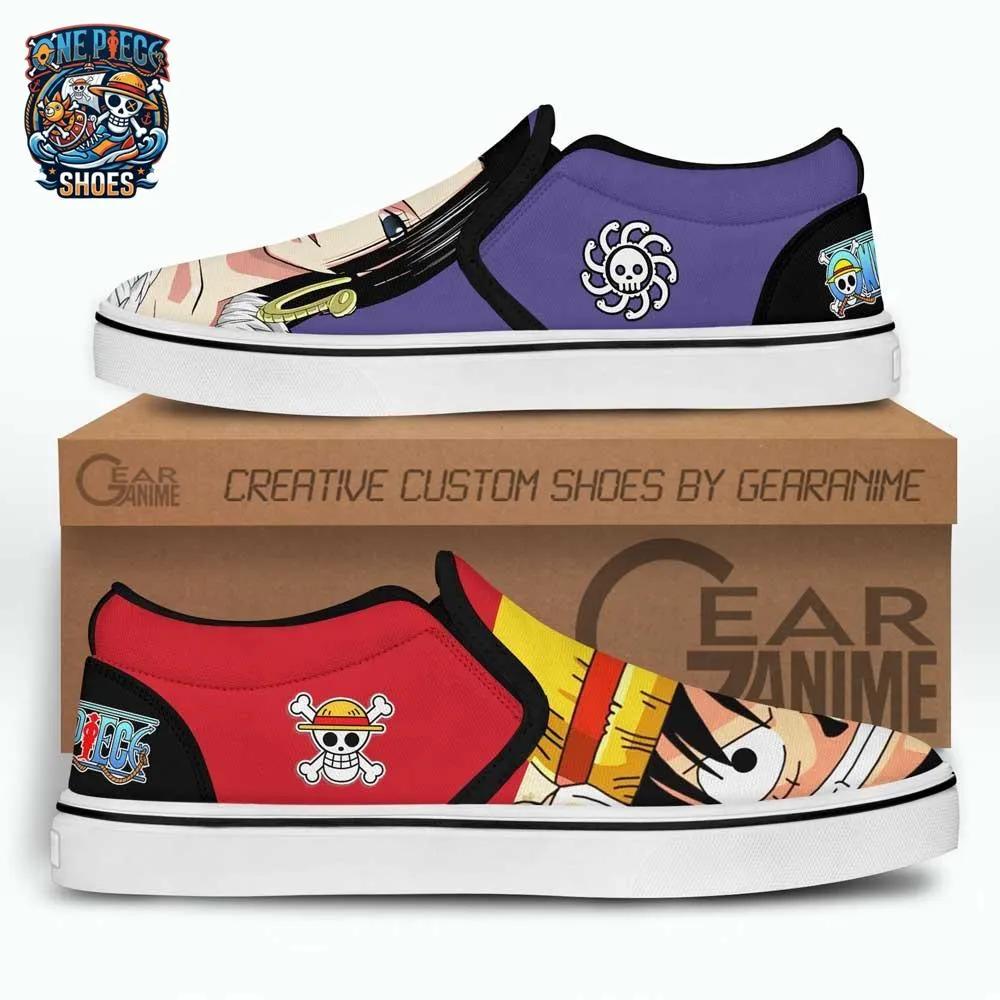Boa Hancock Luffy Split Portrait Slip-On Canvas – One Piece Boa Hancock Shoes Boa Hancock Luffy Split Portrait Slip-On Canvas – One Piece Boa Hancock Shoes