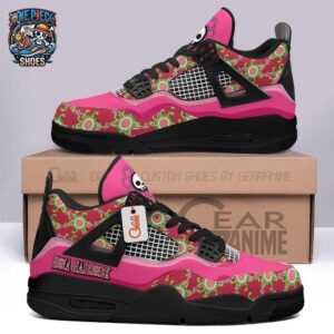 Custom Name Pink Floral Boa Hancock Retro V4 Sneakers – One Piece Shoes