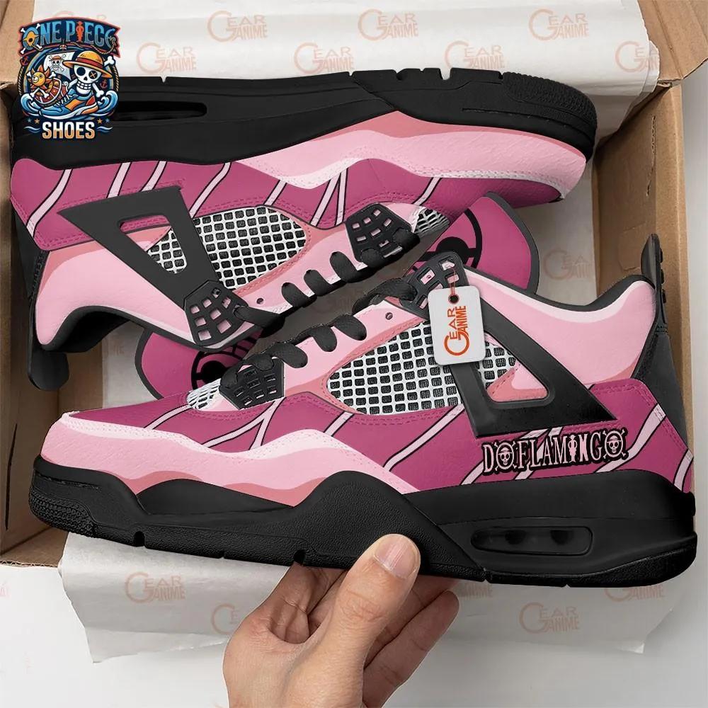 Donquixote Doflamingo Custom Name Retro V4 Sneakers – Pink One Piece Streetwear Donquixote Doflamingo Custom Name Retro V4 Sneakers – Pink One Piece Streetwear
