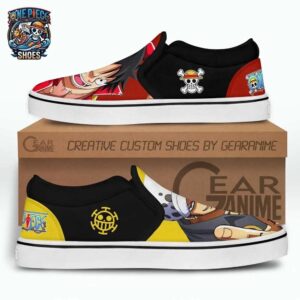 Luffy Law Slip-On Canvas One Piece Unique Otaku Fashion Shoes 2