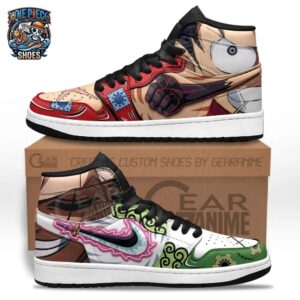 Luffy Zoro High-Top Leather Sneakers One Piece Exclusive Collector Anime Sneakers