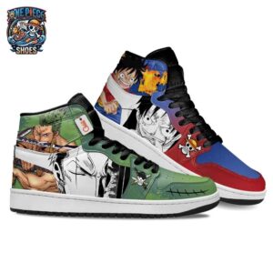 Luffy Zoro High-Top Leather Sneakers One Piece Streetwear Anime Gift For Fans 2