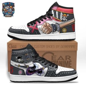 Red Gray Battle Luffy Zoro High-Top Leather Sneakers – One Piece Shoes