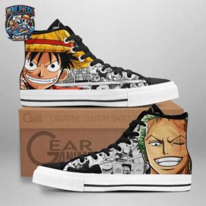 Luffy Zoro High Tops Canvas Shoes One Piece Custom Streetwear Sneakers 1