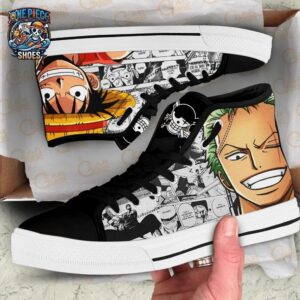Luffy Zoro High Tops Canvas Shoes One Piece Custom Streetwear Sneakers 2