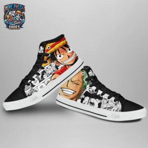Luffy Zoro High Tops Canvas Shoes One Piece Custom Streetwear Sneakers 3
