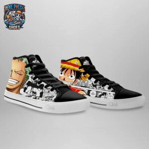 Luffy Zoro High Tops Canvas Shoes One Piece Custom Streetwear Sneakers 4