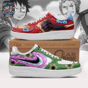 Red Green Battle Luffy Zoro Low-Top Leather Sneakers – One Piece Shoes