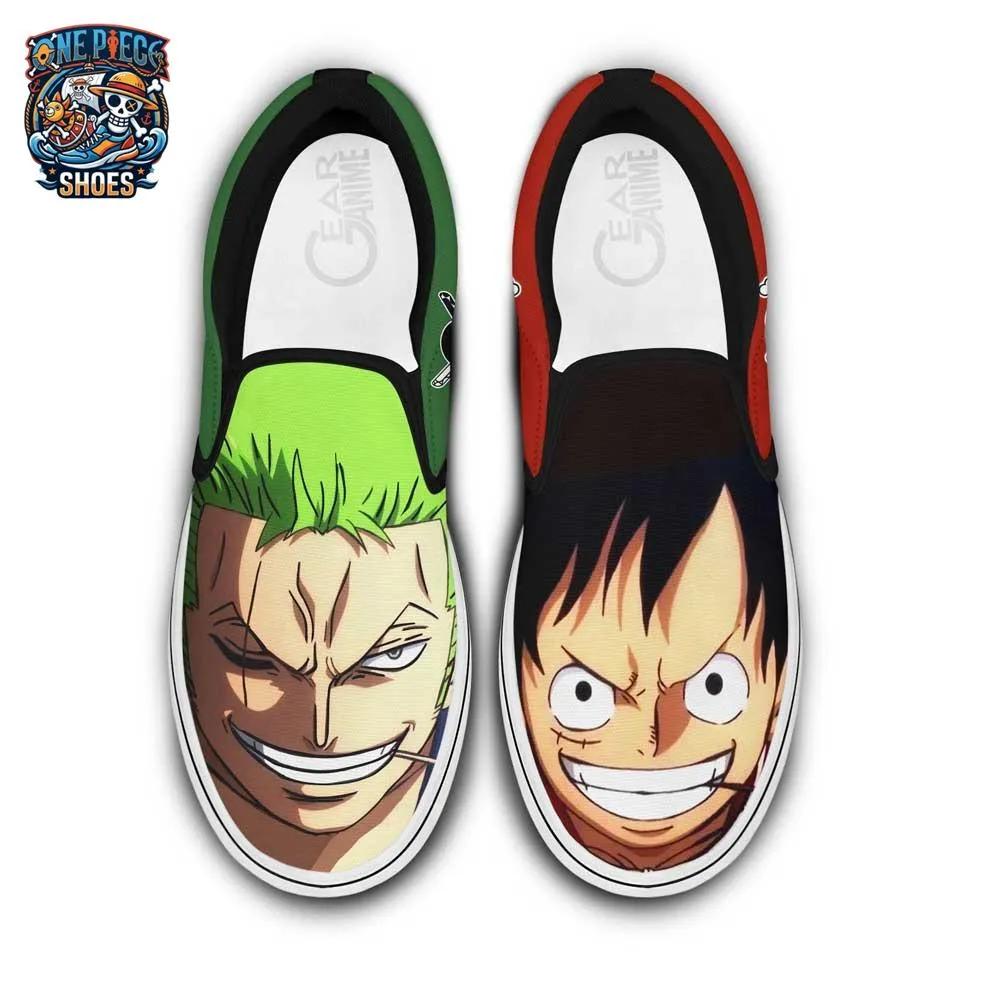 Luffy Zoro Split Portrait Slip-On Canvas Shoes – One Piece Sneakers