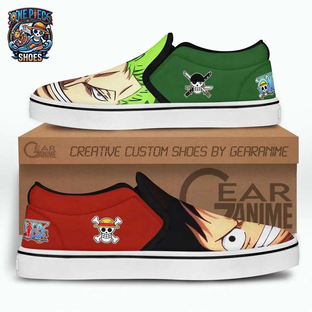 Luffy Zoro Split Portrait Slip-On Canvas Shoes – One Piece Sneakers