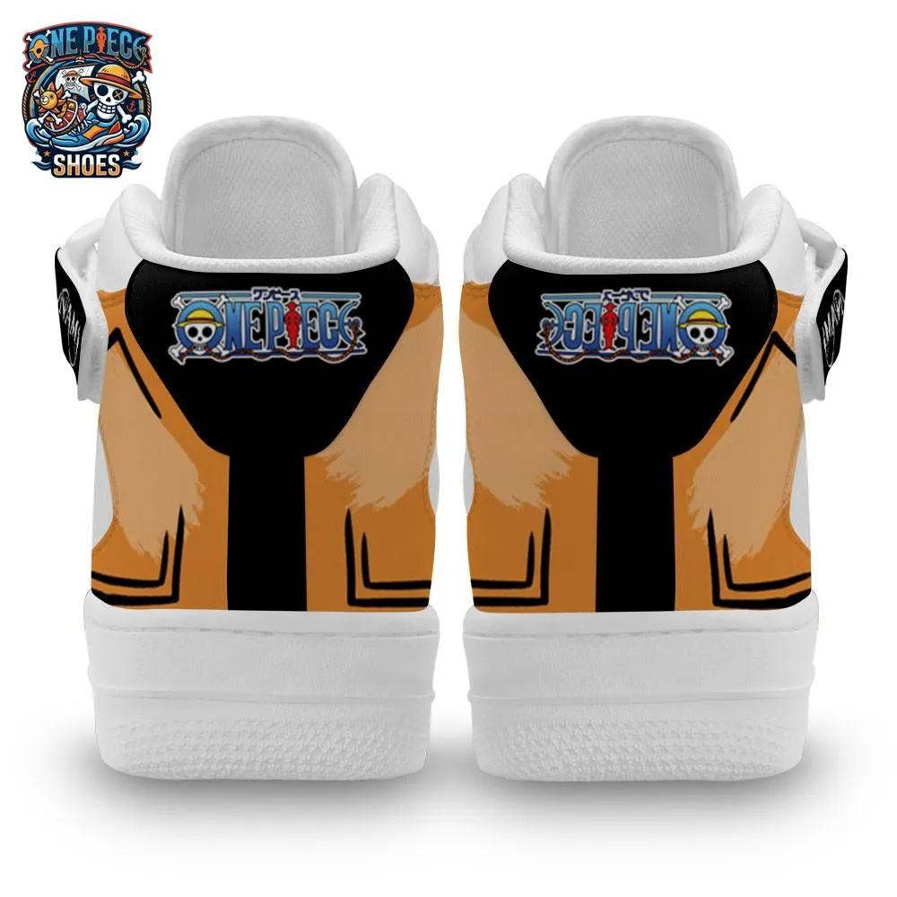 Orange Black Nami Mid-Top Strap Leather Sneakers – One Piece Shoes