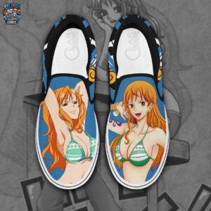 Blue Orange Nami Portrait Slip-On Canvas Shoes – One Piece Sneakers