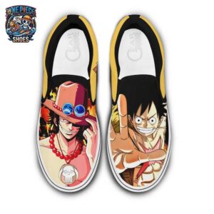 Luffy Ace Flame Slip-On Canvas Shoes – One Piece Brotherhood Sneakers