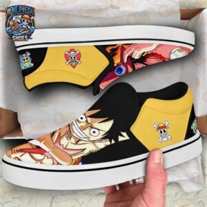 Portgas D Ace Luffy Slip-On Canvas One Piece Epic Otaku Fashion Shoes 1