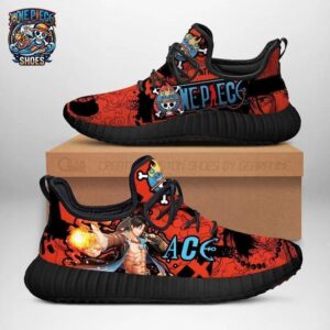 Portgas D Ace Flame Reze Shoes – Red Black One Piece Anime Sneakers
