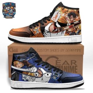 Portgas D Ace Sabo High-Top Leather Sneakers One Piece Limited Anime Gift For Fans 1