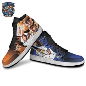 Portgas D Ace Sabo High-Top Leather Sneakers One Piece Limited Anime Gift For Fans 3