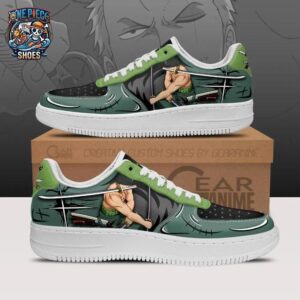 Zoro Three Sword Low-Top Leather Sneakers – Green Black One Piece Swordsman Shoes