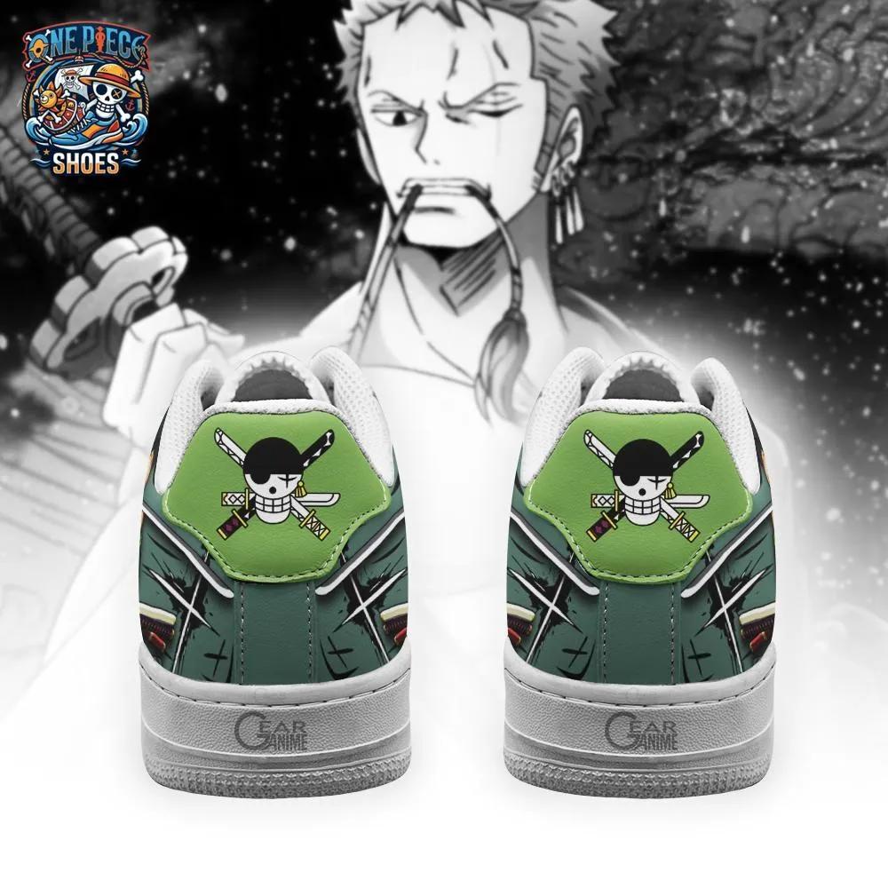 Zoro Three Sword Low-Top Leather Sneakers – Green Black One Piece Swordsman Shoes