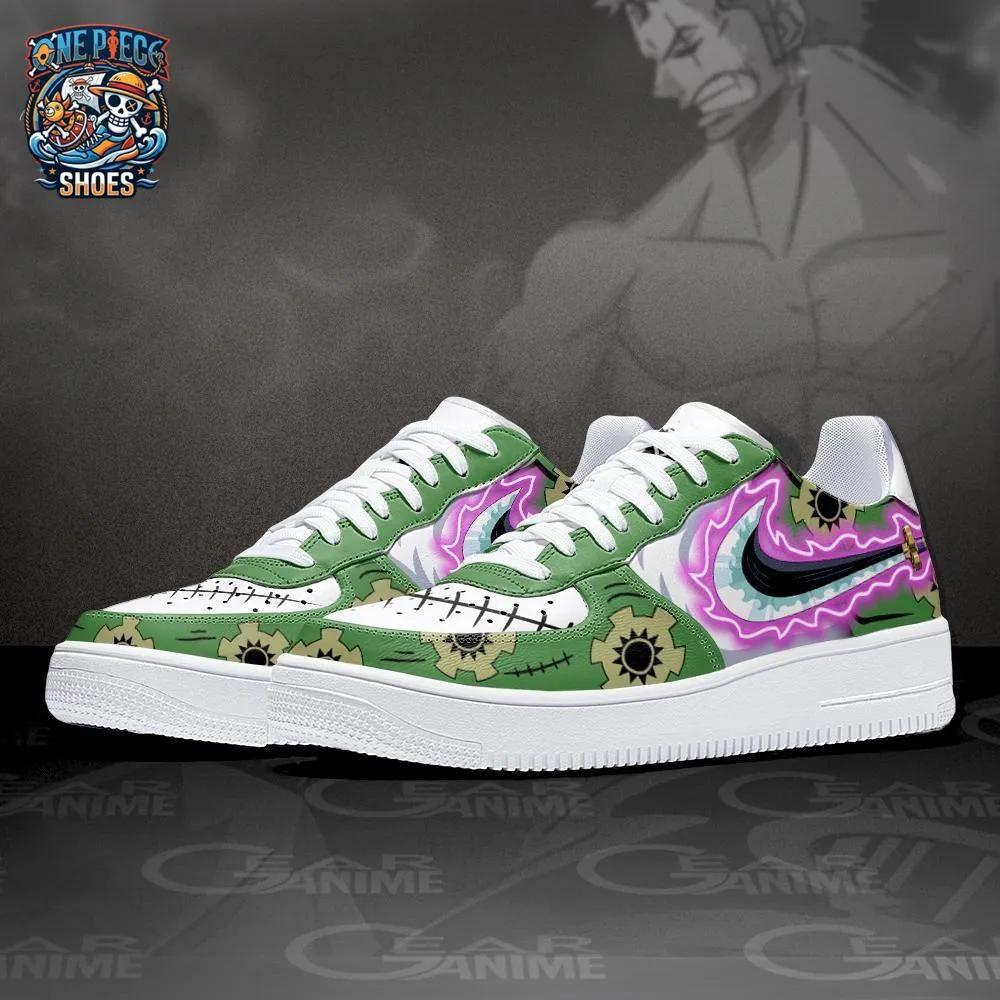Zoro Purple Aura Low-Top Sneakers – Green One Piece Sword Graphic Shoes