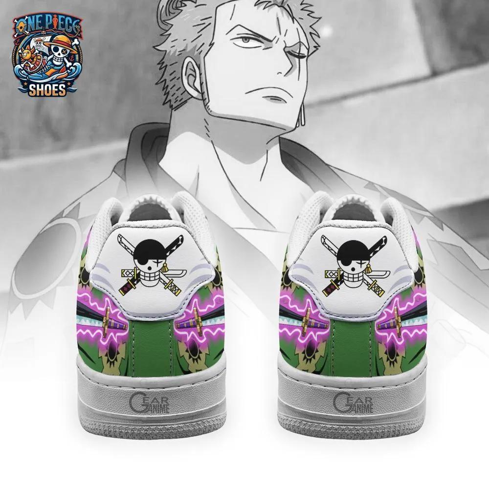 Zoro Purple Aura Low-Top Sneakers – Green One Piece Sword Graphic Shoes