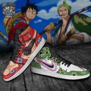 Roronoa Zoro Luffy High-Top Leather Sneakers One Piece Exclusive Anime Shoes For Fans 2
