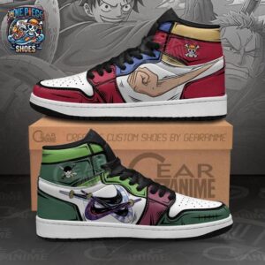 Roronoa Zoro Luffy High-Top Leather Sneakers One Piece Streetwear Otaku Fashion Shoes 1