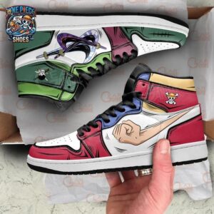 Roronoa Zoro Luffy High-Top Leather Sneakers One Piece Streetwear Otaku Fashion Shoes 3