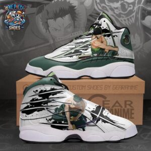 Green Black Sword Slash Roronoa Zoro Retro Court V13 Sneakers