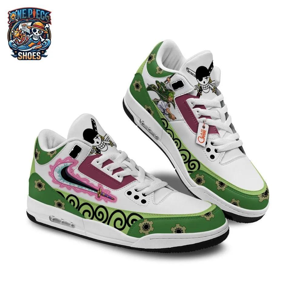 Roronoa Zoro Sword Aura Retro Court V3 Sneakers – Green One Piece Shoes