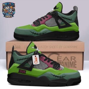 Custom Name Roronoa Zoro Retro V4 Shoes – Green One Piece Sneakers