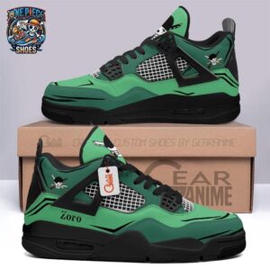 Roronoa Zoro Green Retro V4 Sneakers – Black Mint One Piece Shoes