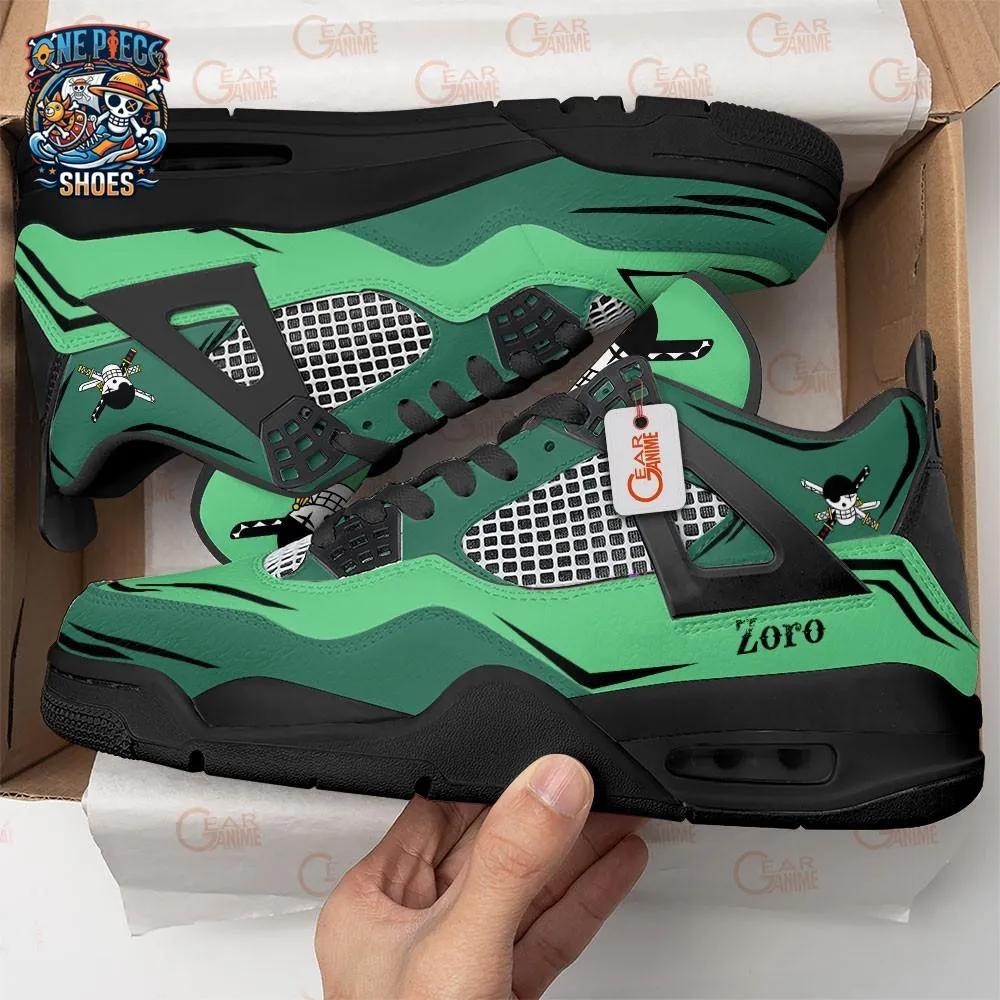 Roronoa Zoro Green Retro V4 Sneakers – Black Mint One Piece Shoes