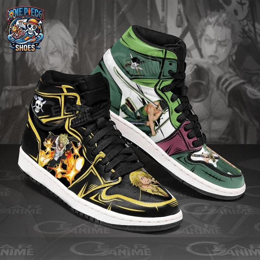 Zoro and Sanji High-Top Sneakers – Green Black One Piece Shoes