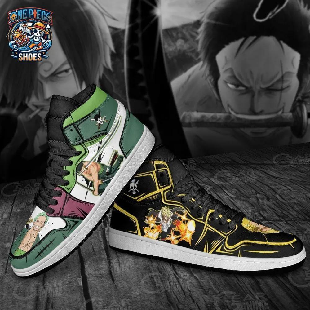 Zoro and Sanji High-Top Sneakers – Green Black One Piece Shoes