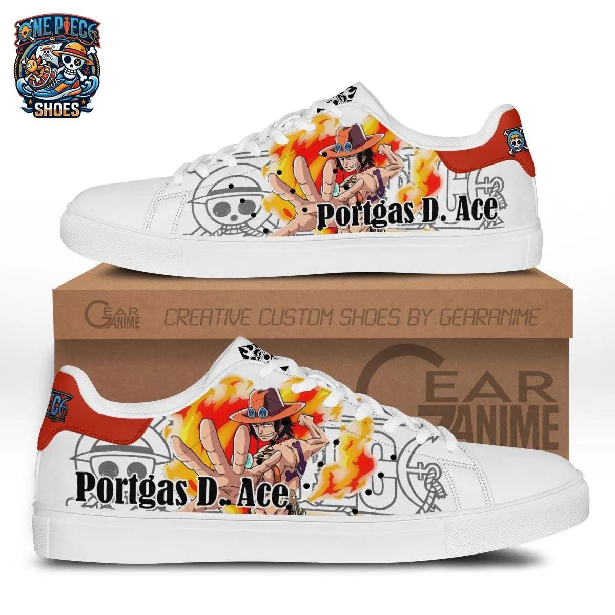 Portgas D. Ace and Sabo Flame Brotherhood Court Sneakers – Anime Streetwear for Fans Portgas D. Ace and Sabo Flame Brotherhood Court Sneakers – Anime Streetwear for Fans