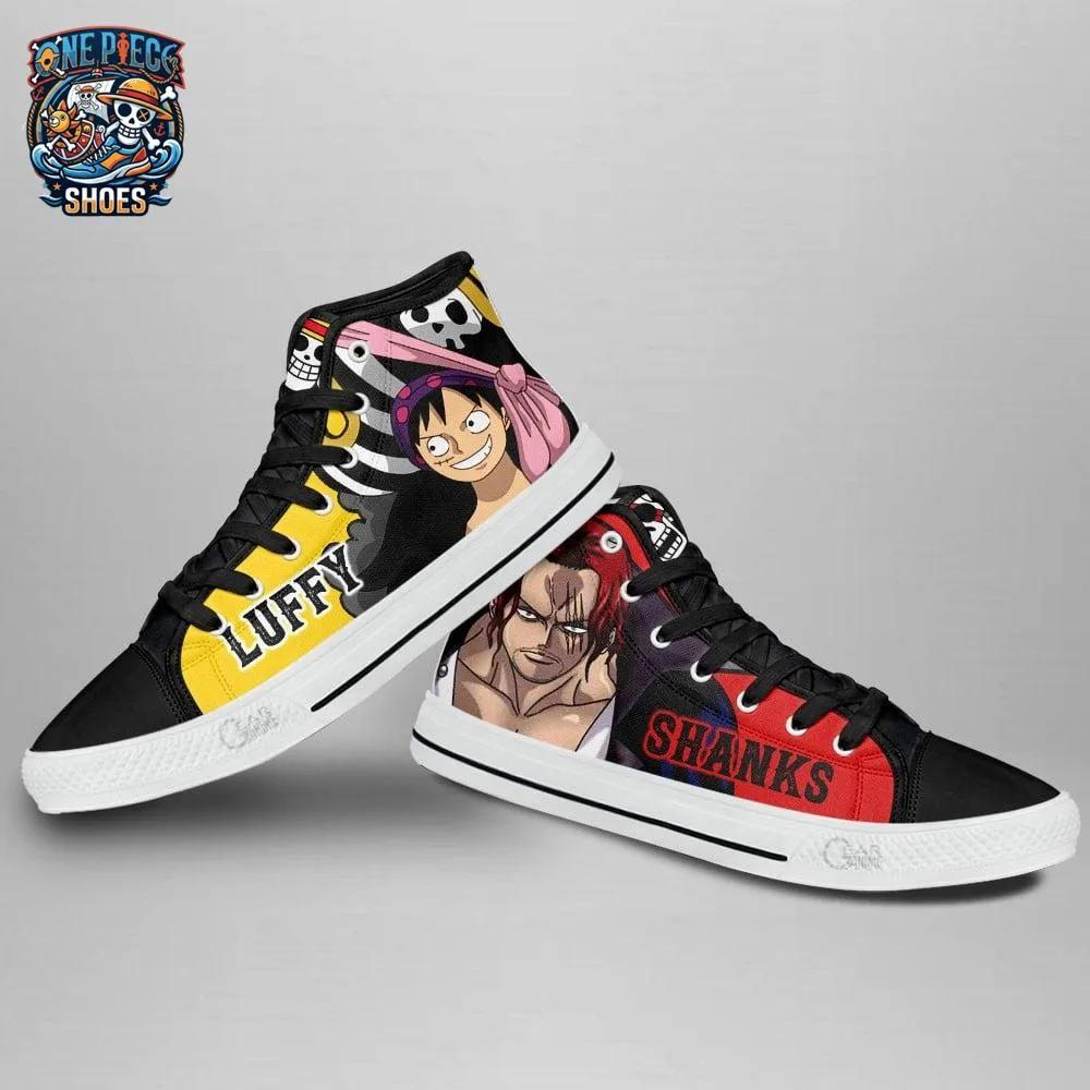 Shanks and Luffy High-Top Canvas Shoes – Bold One Piece Anime Sneakers Shanks and Luffy High-Top Canvas Shoes – Bold One Piece Anime Sneakers