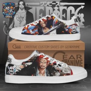 Shanks Red Hair Skull Court Sneakers – Black White One Piece Shoes