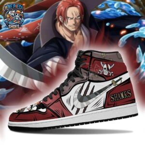 Red Black Pirate Flag Shanks High-Top Leather Sneakers – One Piece Shoes
