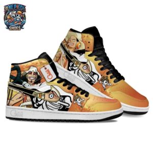 Orange Gold Usopp Long-Nose High-Top Leather Sneakers – One Piece Shoes