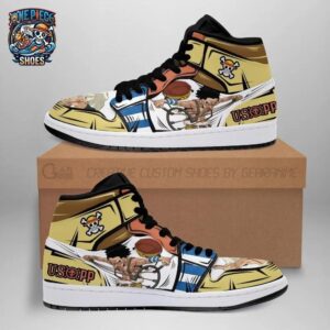 Usopp Slingshot High-Top Leather Sneakers – Gold One Piece Shoes