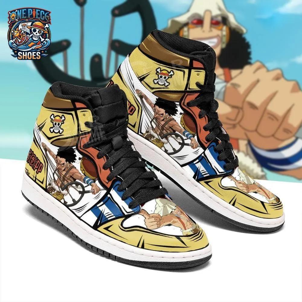 Usopp Slingshot High-Top Leather Sneakers – Gold One Piece Shoes Usopp Slingshot High-Top Leather Sneakers – Gold One Piece Shoes