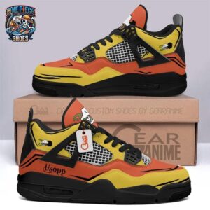 Custom Name Usopp Orange Yellow Retro V4 Sneakers – One Piece Shoes