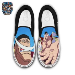 Whitebeard Portrait Slip-On Canvas Sneakers – Blue One Piece Character Shoes